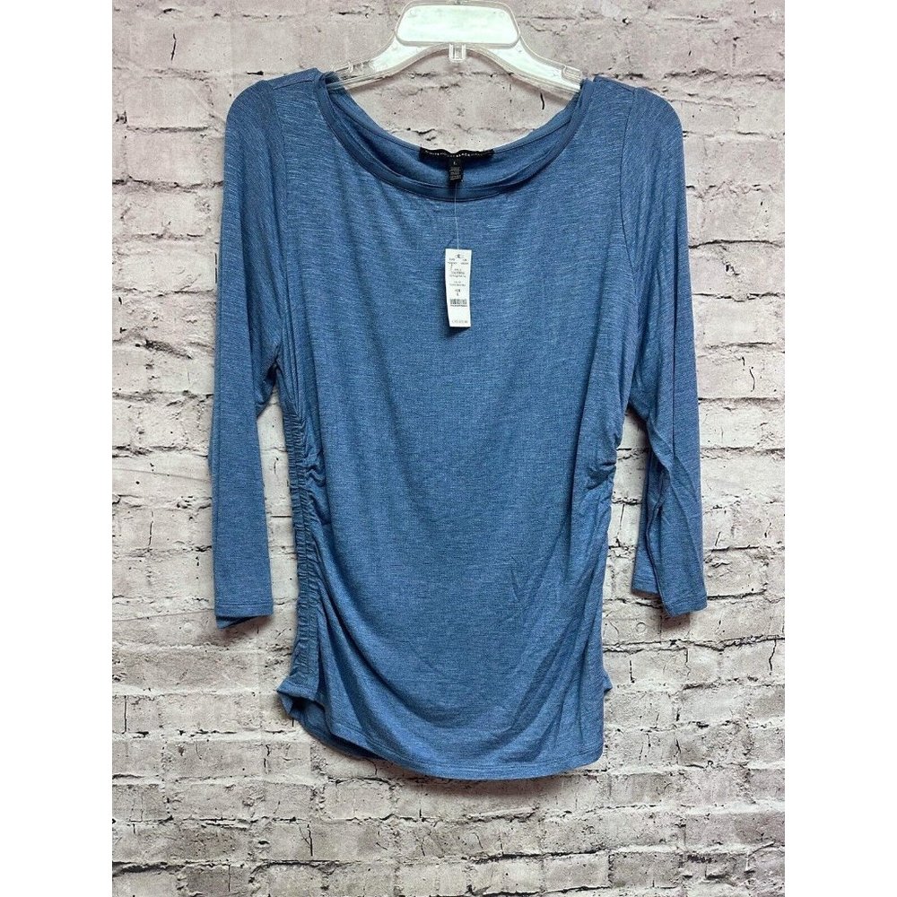 White House Black Market Women’s Blouse New 3/4”Sleeve Denim Blue $59 Sz L